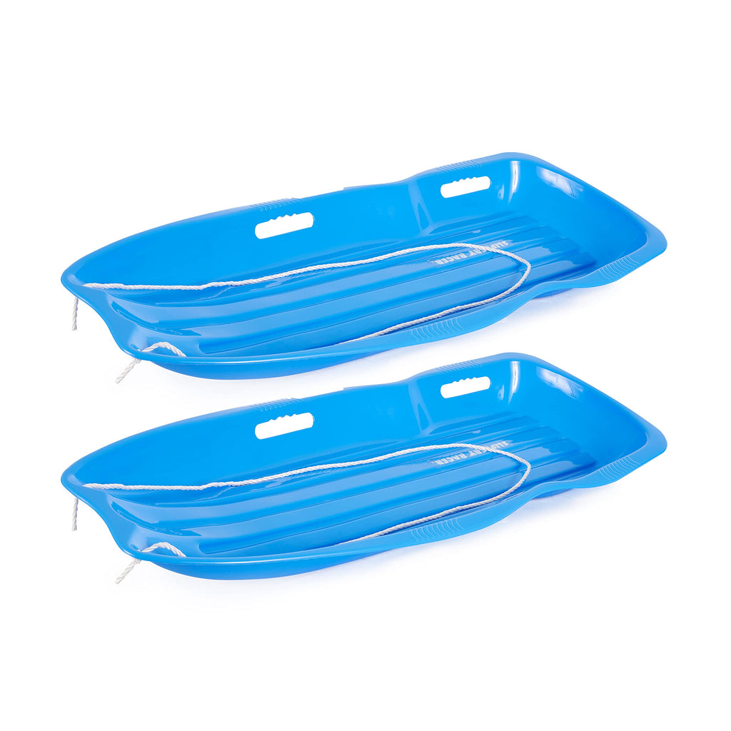 Plastic Toboggan Snow Sled with Pull Rope, 2 Pack U288