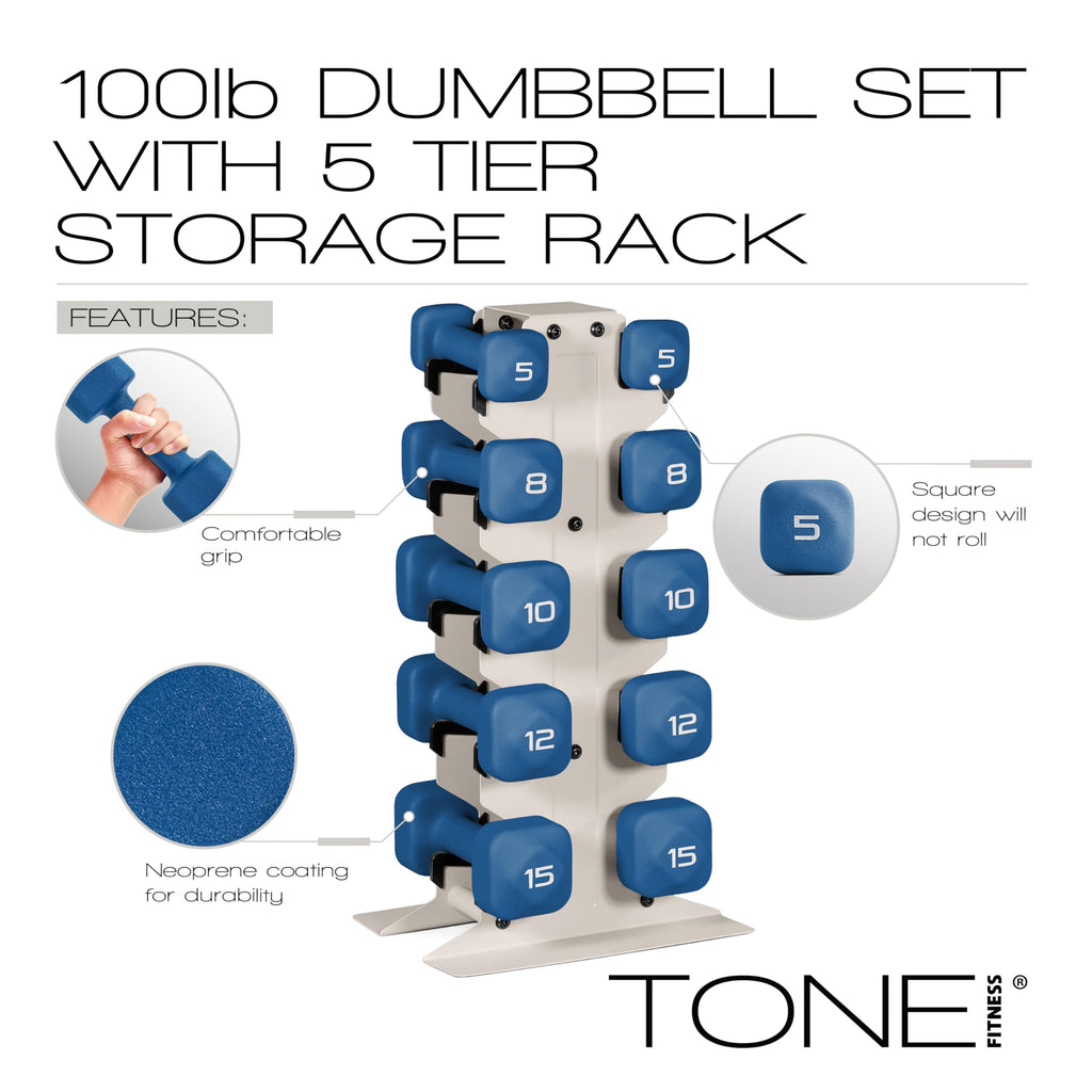 Neoprene Dumbbell Set with Storage Rack T83395