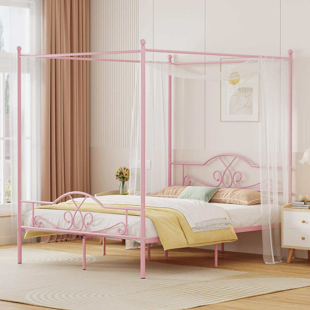 Full Size Canopy Bed Frame with 4 Posters R81851