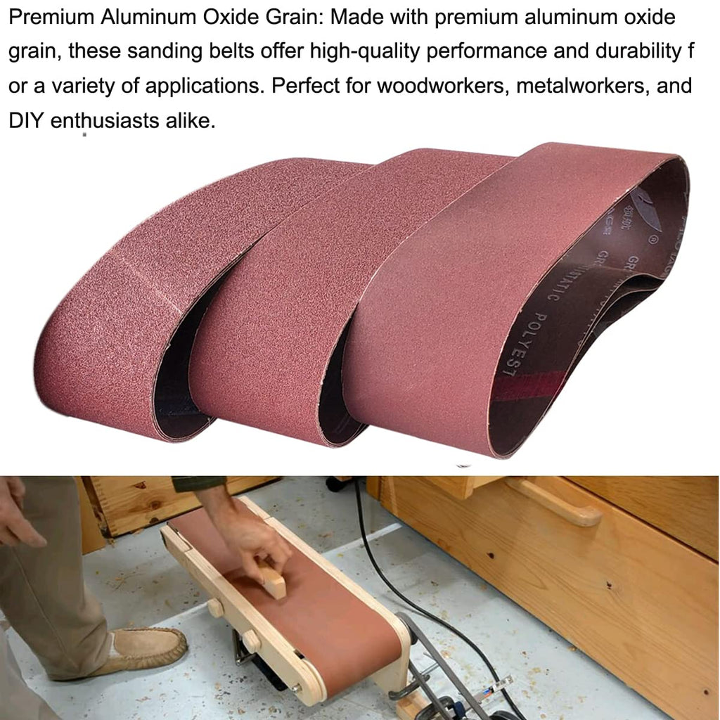 9 PCS 4" x 36" Aluminum Oxide Sander Belts 40 80 120 Grit A584