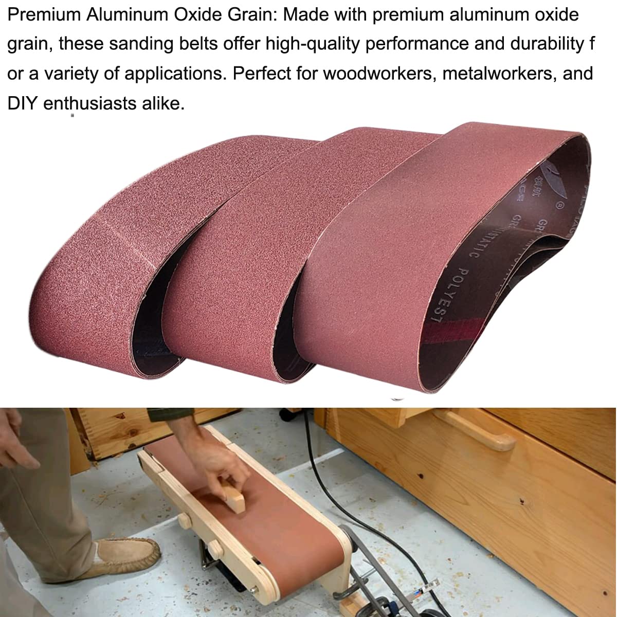 9 PCS 4" x 36" Aluminum Oxide Sander Belts 40 80 120 Grit A584