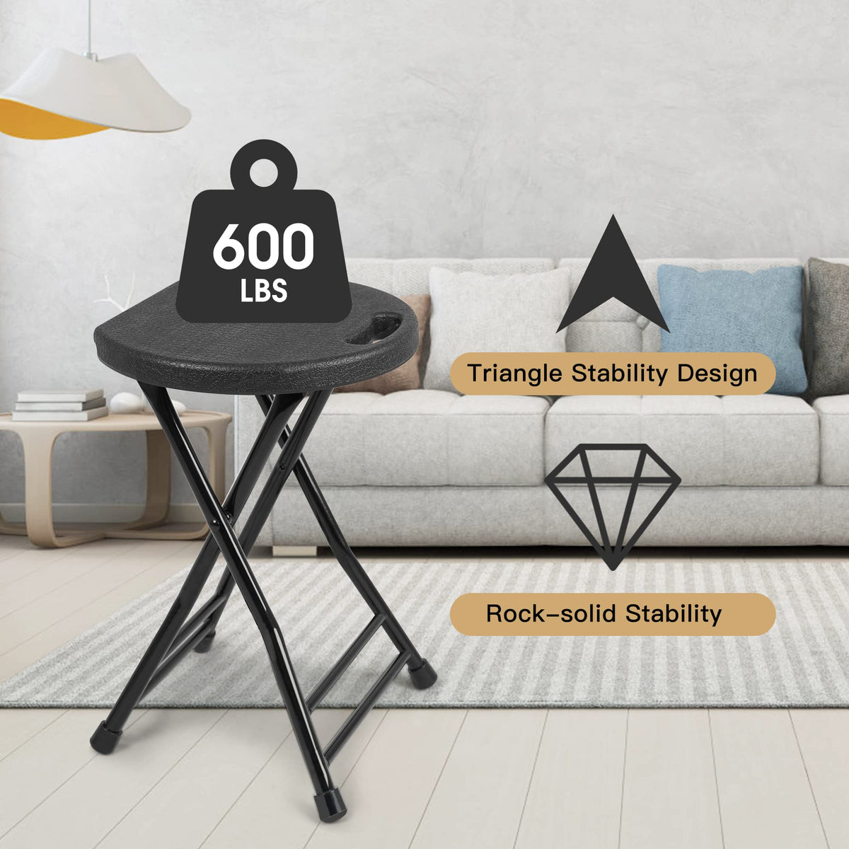 Folding Stool with Handle and Non-Slip Feet Z220561