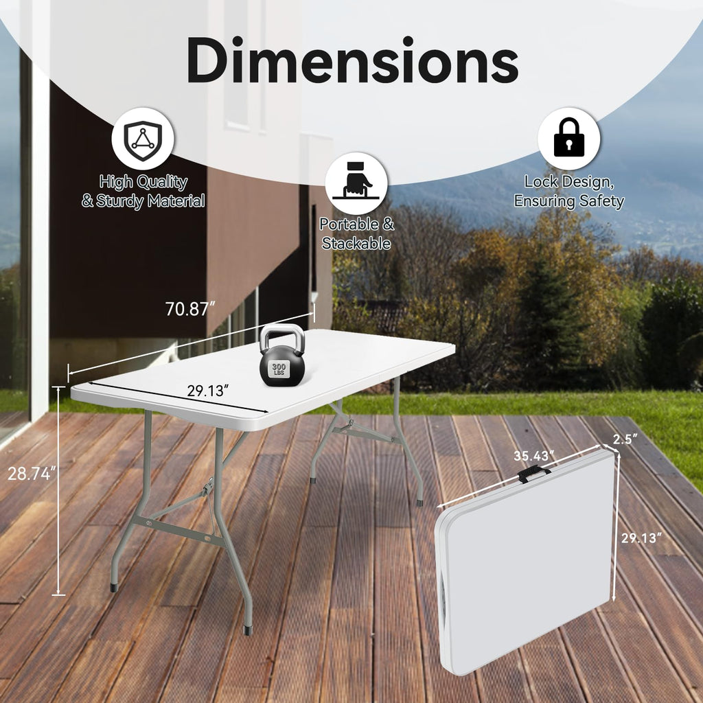 6FT White Folding Table C3134