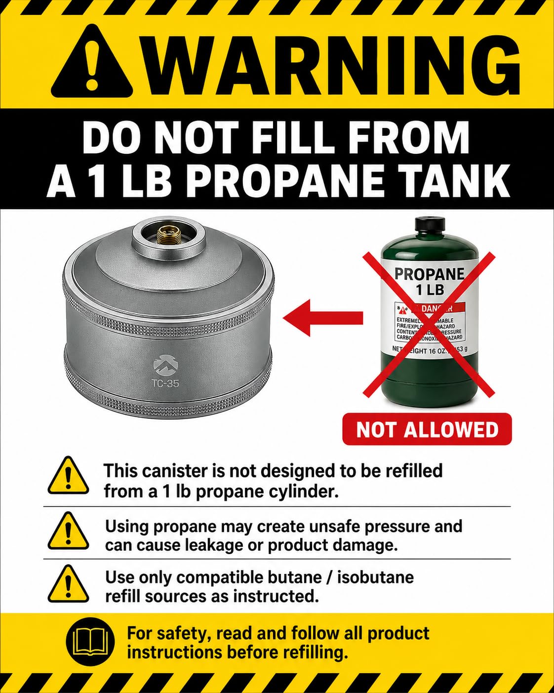 Empty Refillable Gas Canister 110g R159