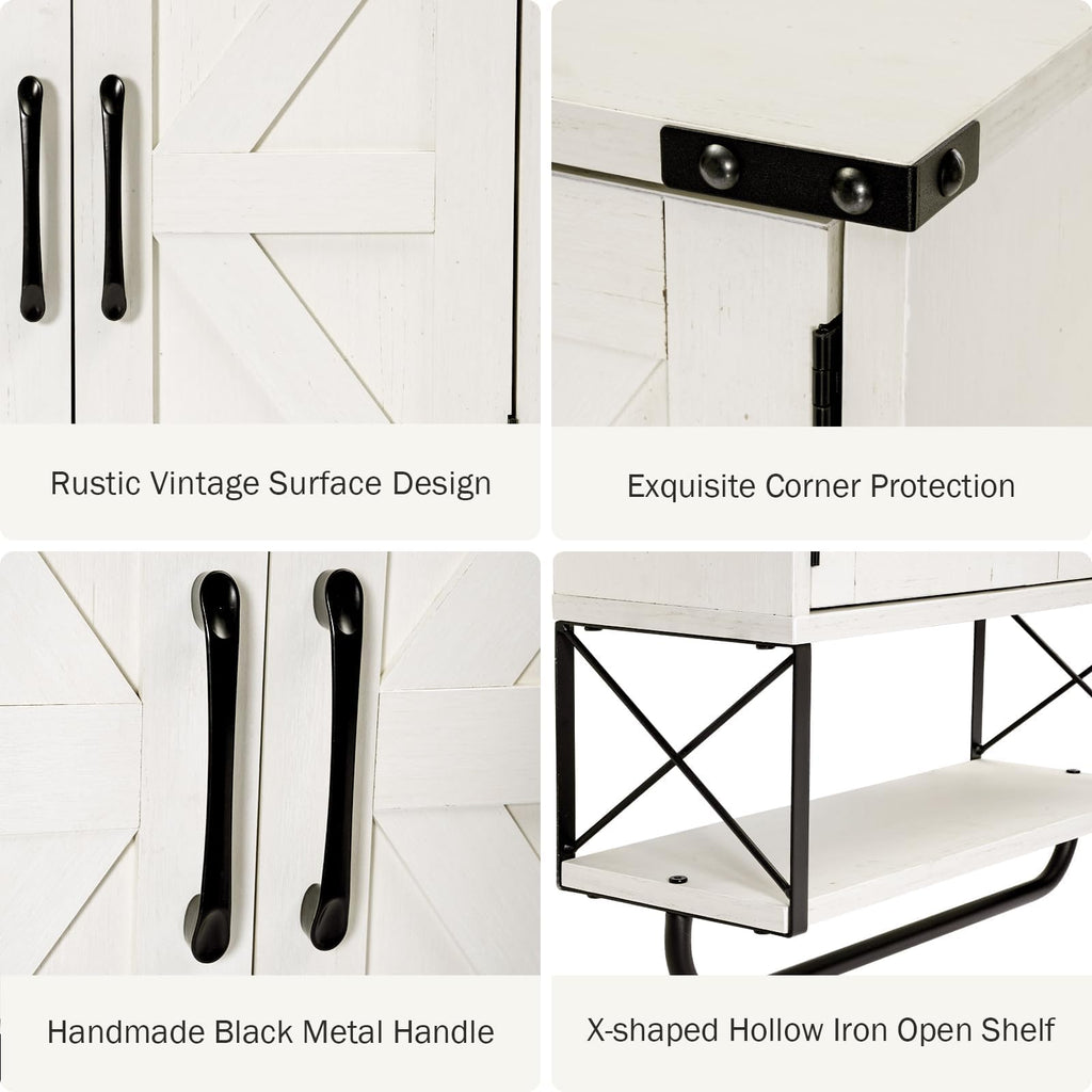 Medicine Cabinet with 2 Barn Door & Towel Bar Rack P946