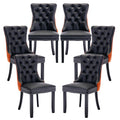 PU and Velvet Upholstered Dining Chairs with Solid Wood Legs V69430