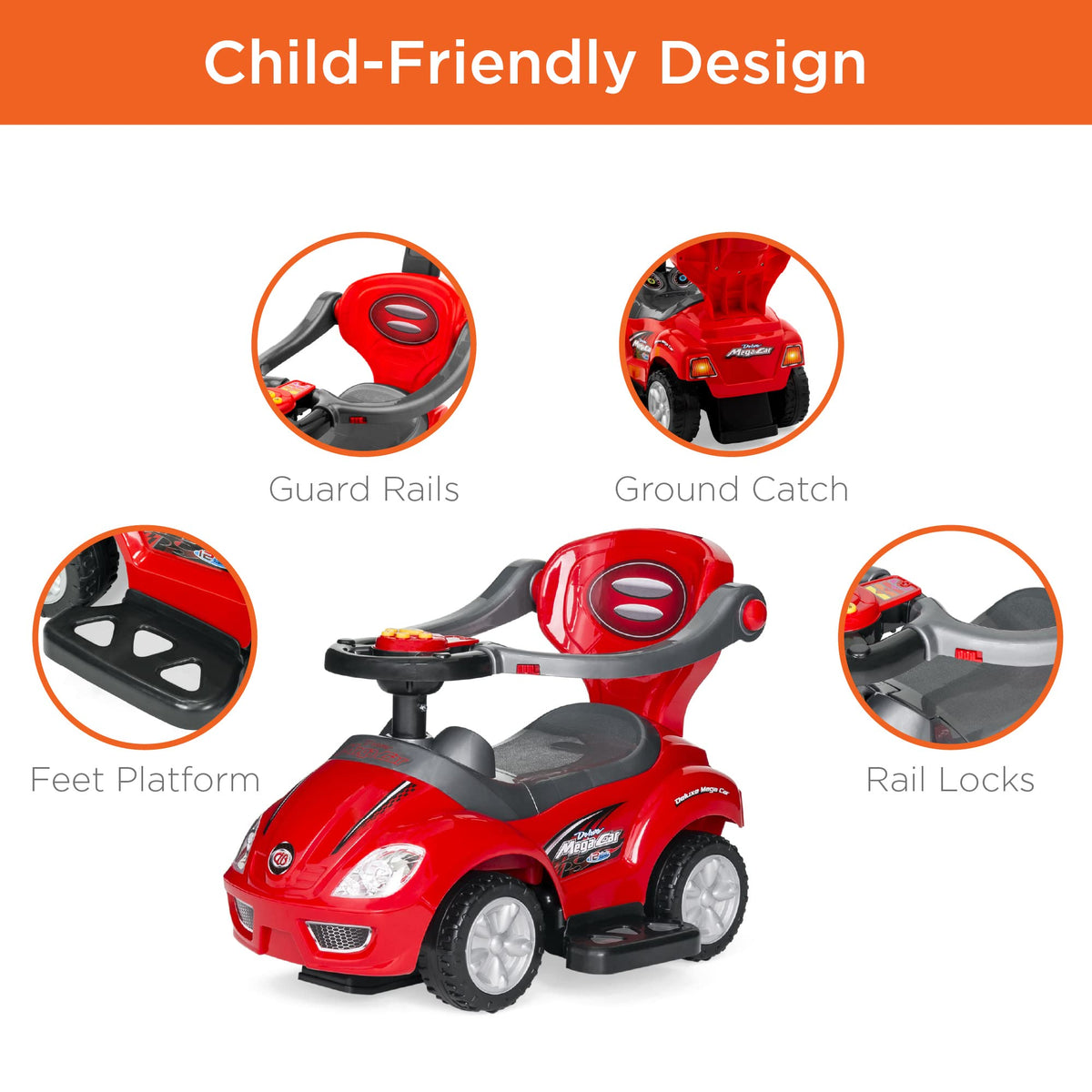 Kids 3-in-1 Push and Pedal Ride On Car L905588