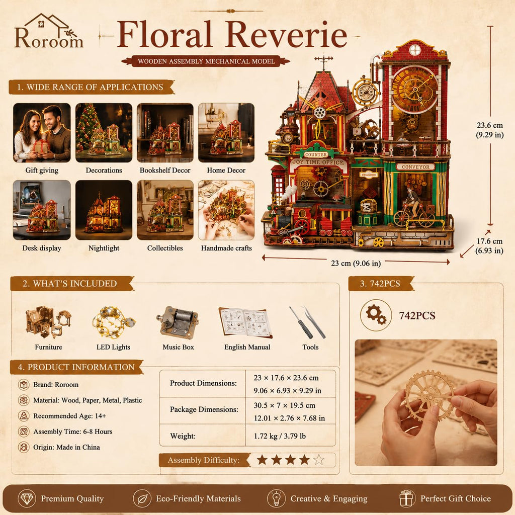 3D Wooden Puzzle 742pcs Wood Building Kit V7525