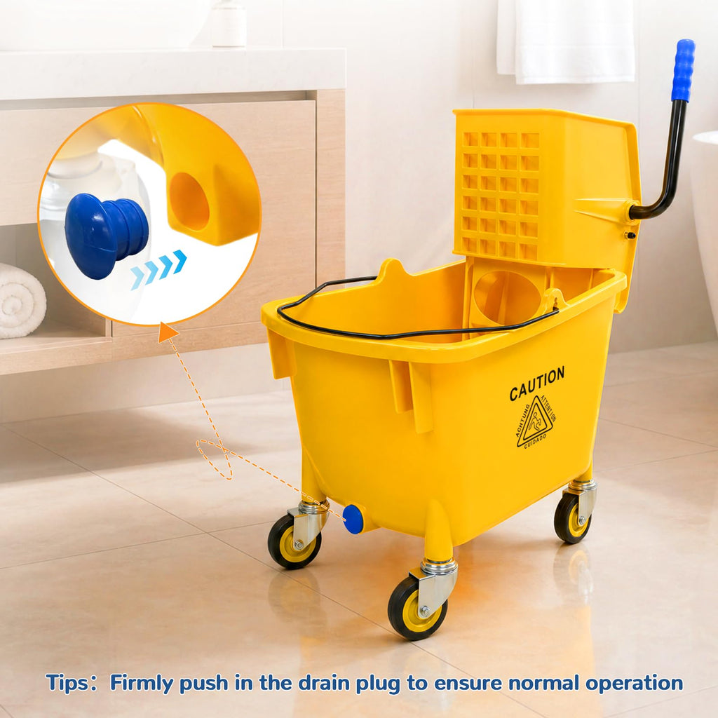 35 Quart Mop Bucket with Side Press Wringer on Wheels D866204