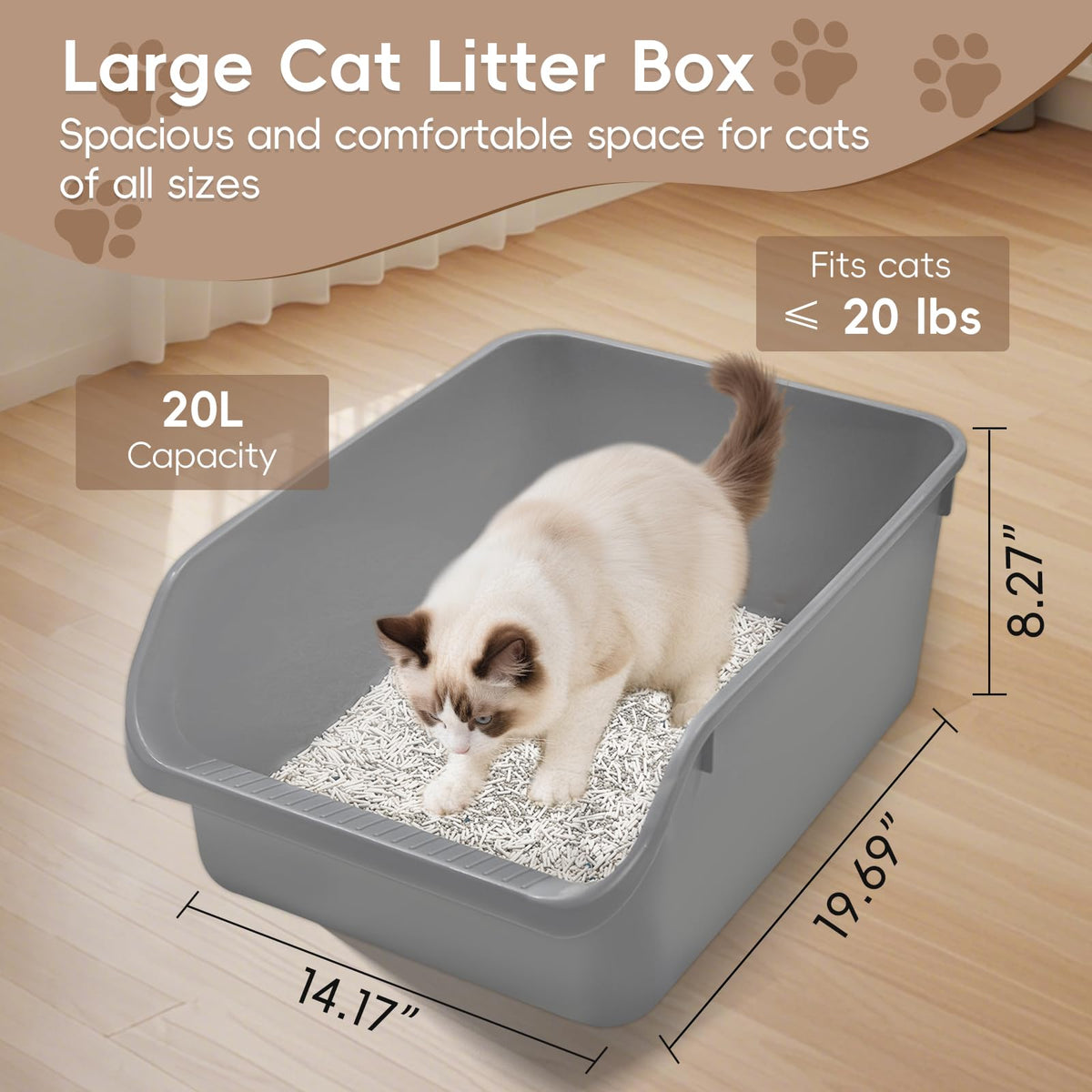 Large High Sided Plastic Cat Litter Box C786975