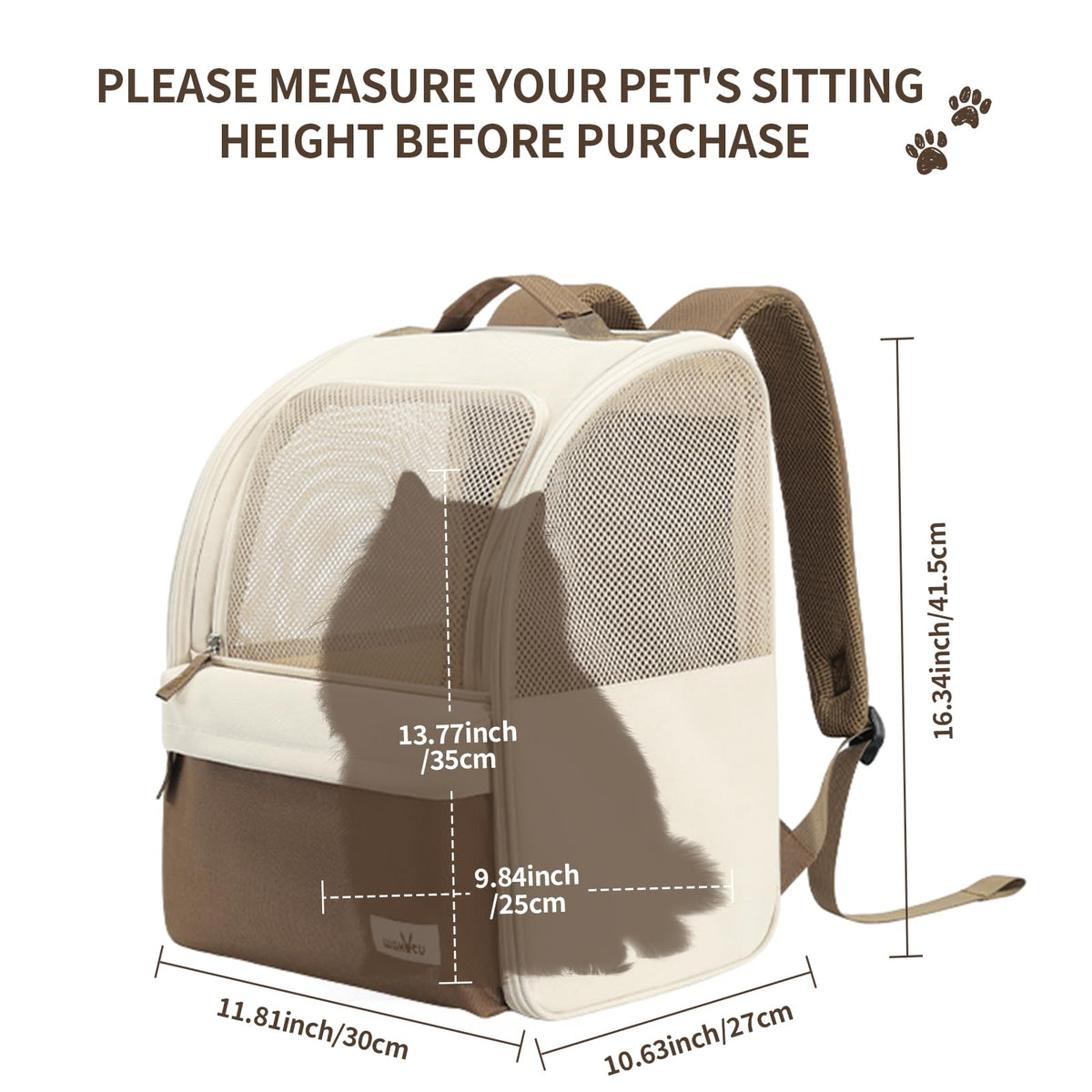 Beige Cat Carrier Backpack Q455
