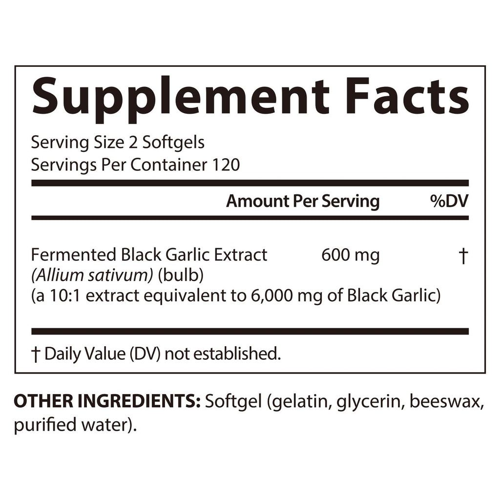 Black Garlic Capsules 6000mg 240 Softgels Y631575