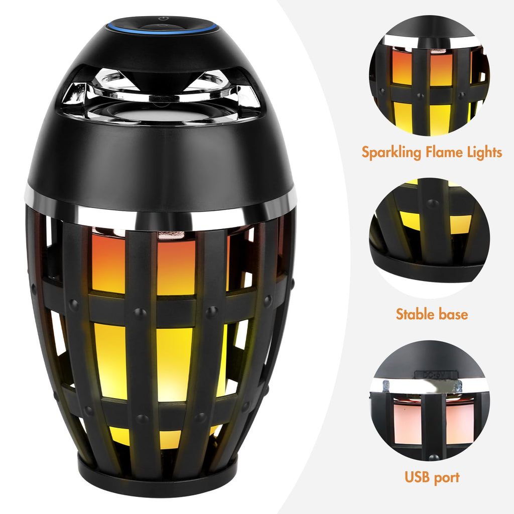 2 Pack Outdoor Bluetooth Flame Speakers with Stakes D966216