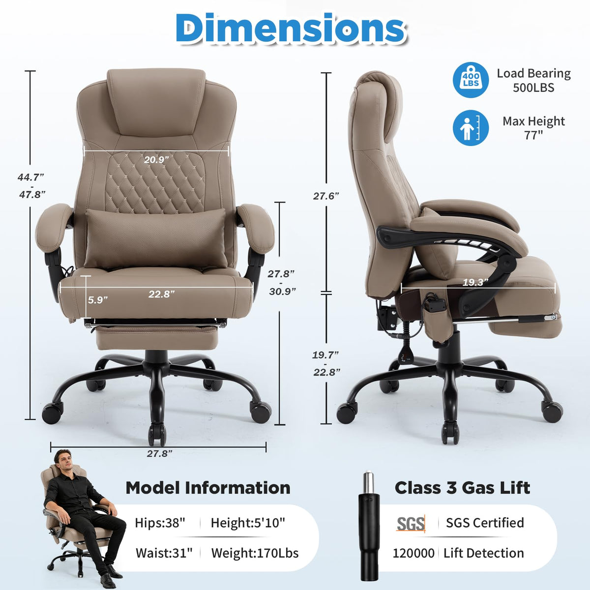 3D Kneading Massage Plus Size Office Chair Z60677