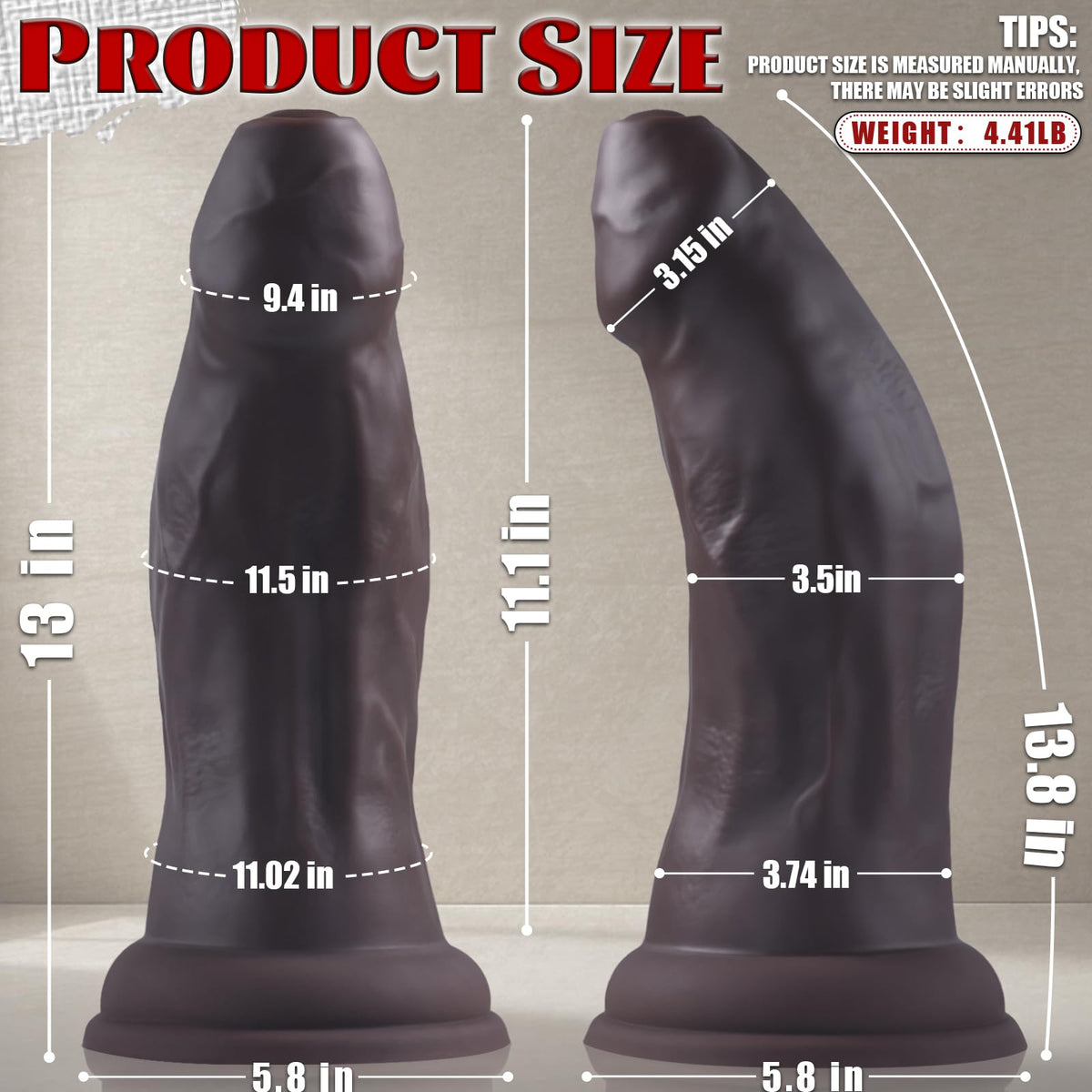 13 Inch Dual Density Silicone Dildo with Suction Cup K578