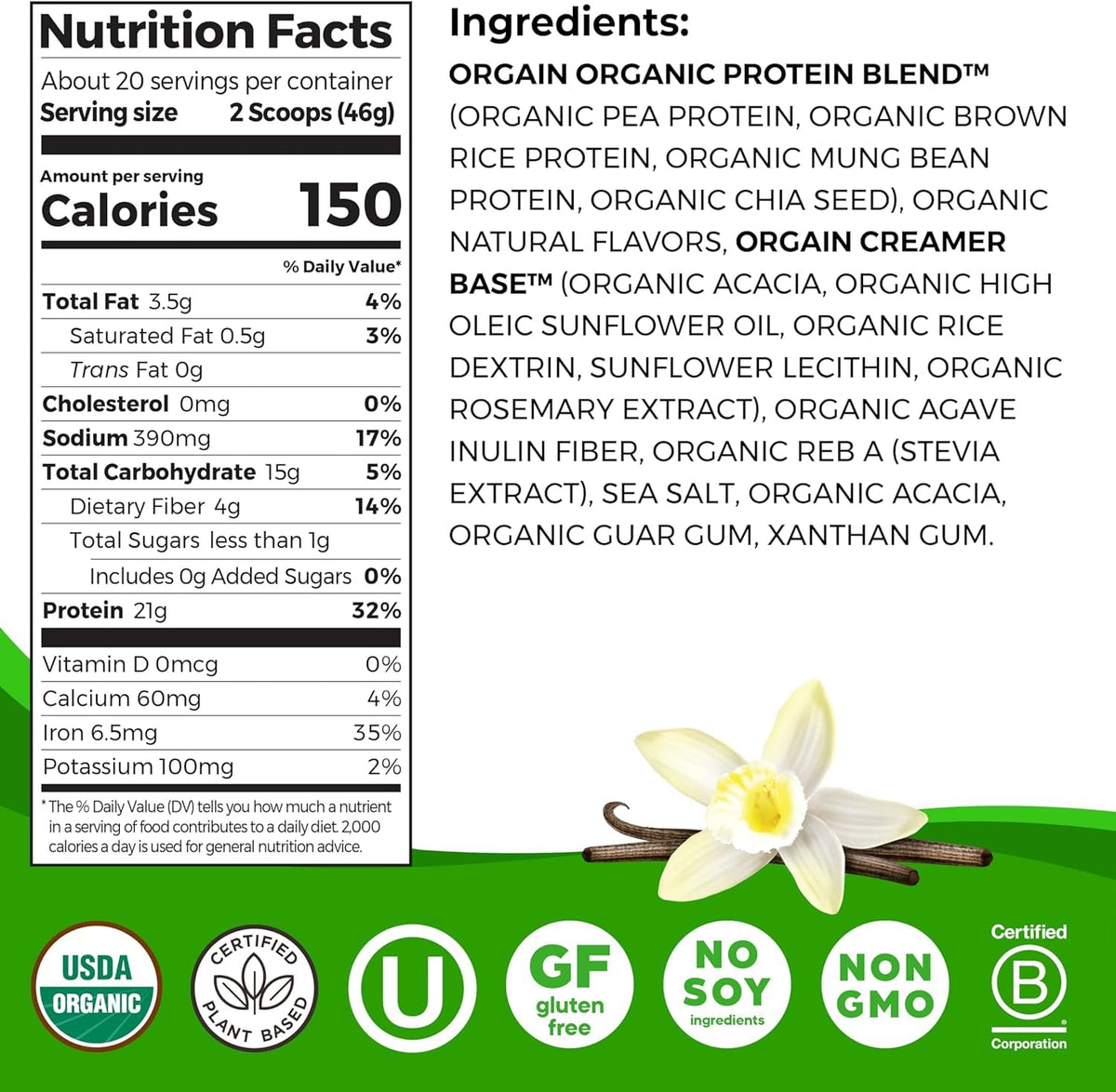 Creatine Monohydrate Powder & Organic Vegan Vanilla Bean Protein Powder Bundle Q31431