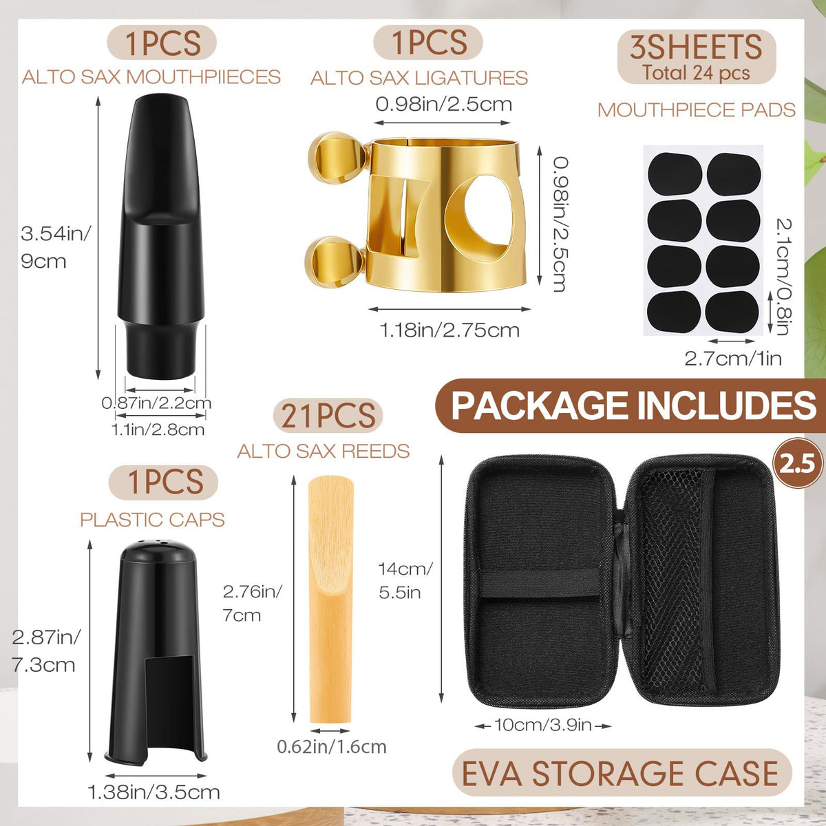 49 Pcs Alto Saxophone Replacement Kit with Mouthpiece Reeds Storage Case U5001