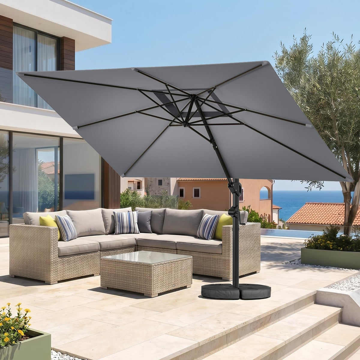9x12 FT Cantilever Patio Umbrella with Base R601456
