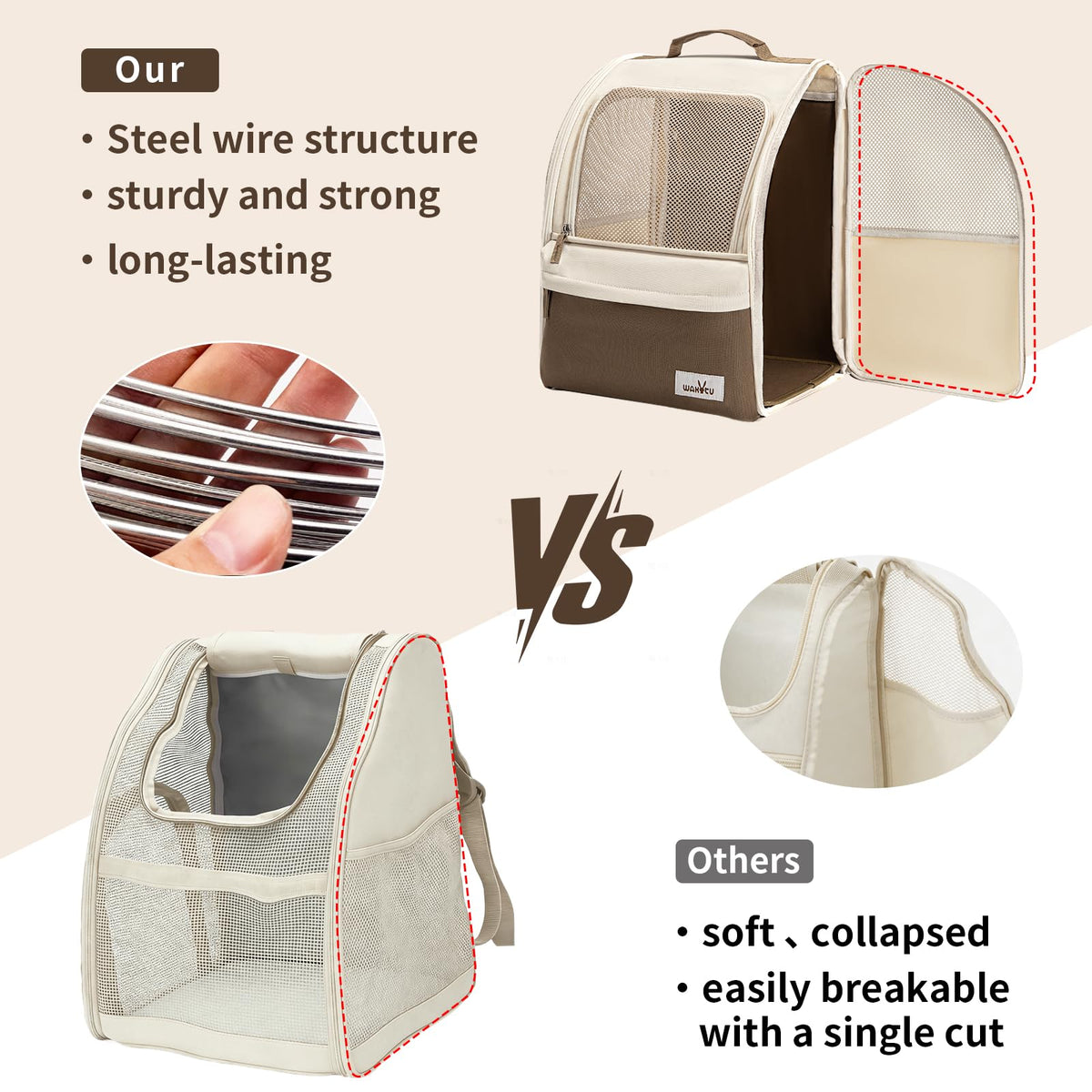 Beige Cat Carrier Backpack Q455