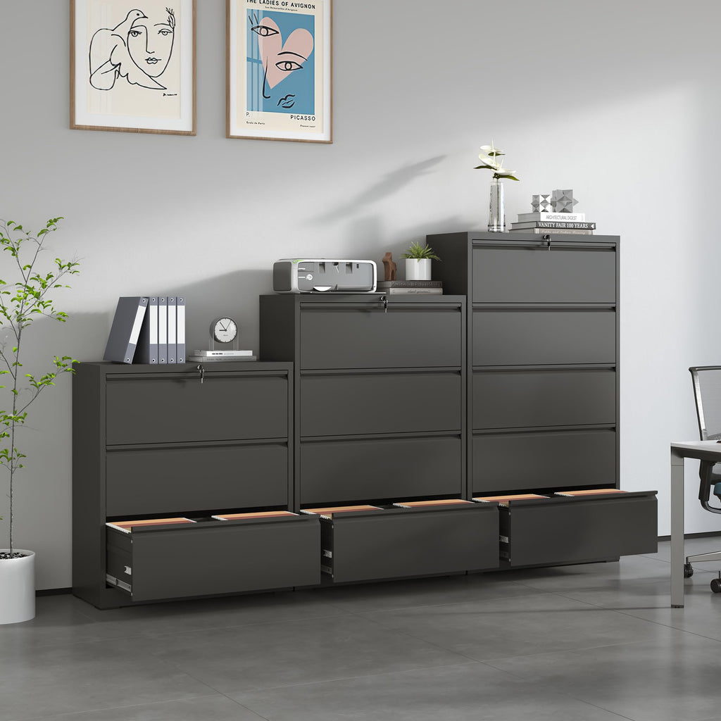 4 Drawer Black Metal File Cabinet with Lock R886