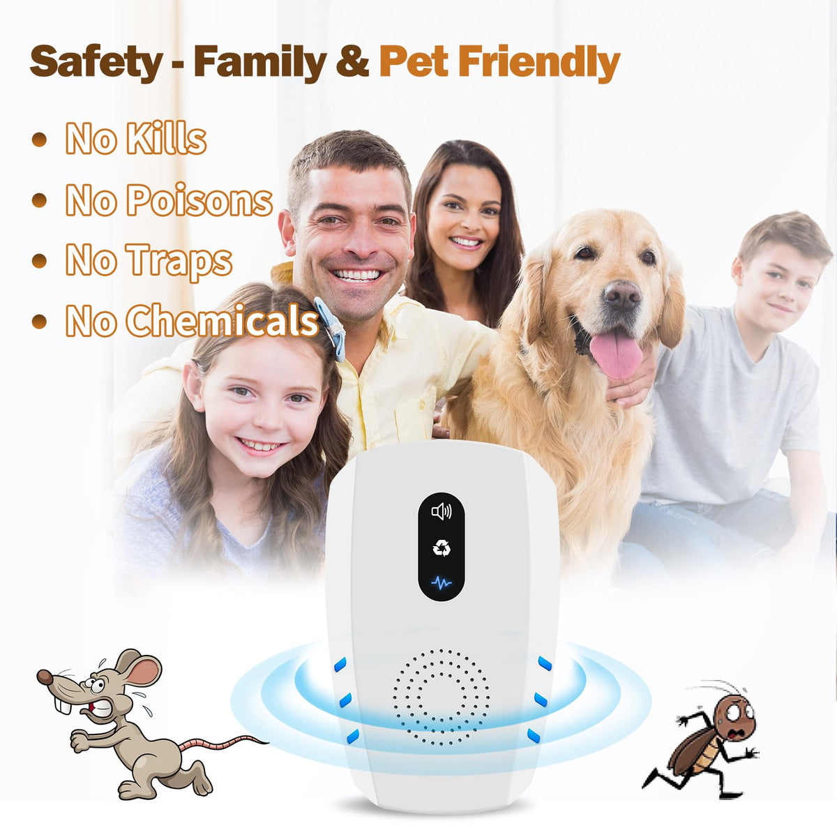 Ultrasonic Indoor Pest Repeller 6 Pack Q285007