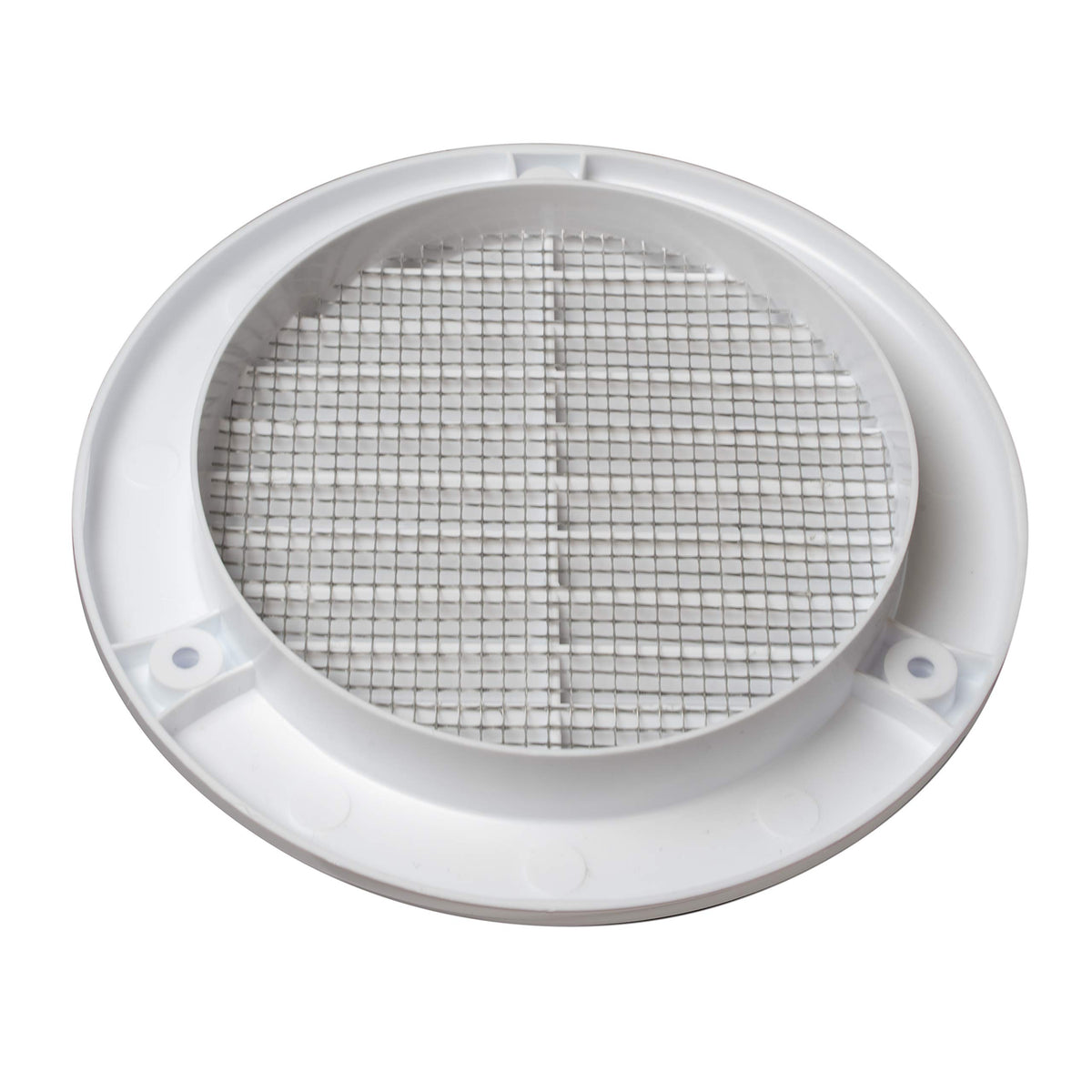 4" White Plastic Round Vent Cover with Mesh E917870
