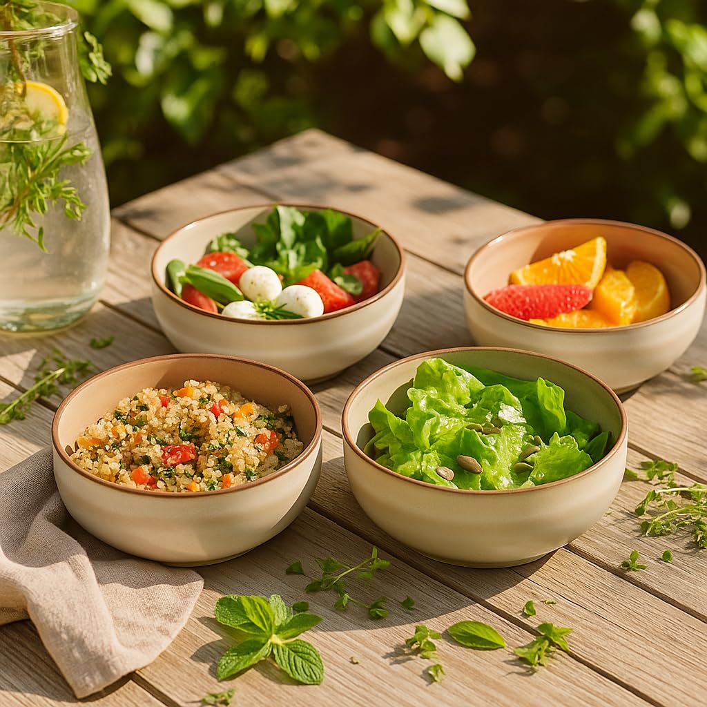 Stoneware Ceramic Cereal Bowls Set of 4, 21 oz K209077