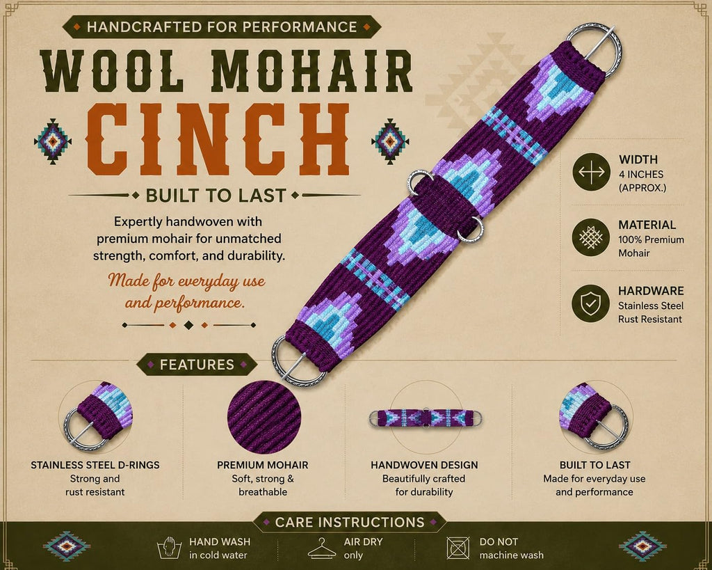 Mohair Wool Horse Cinch Saddle Girth with Stainless Steel Buckles S655096