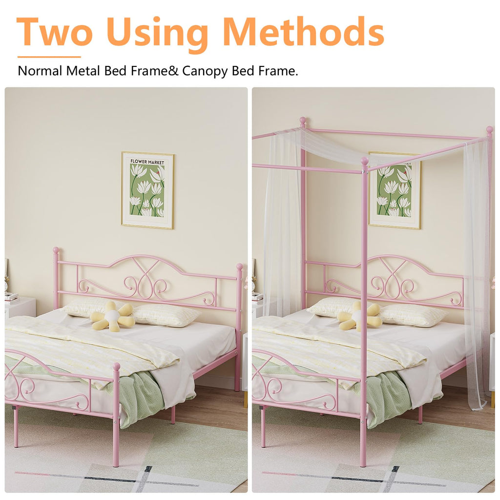 Full Size Canopy Bed Frame with 4 Posters R81851