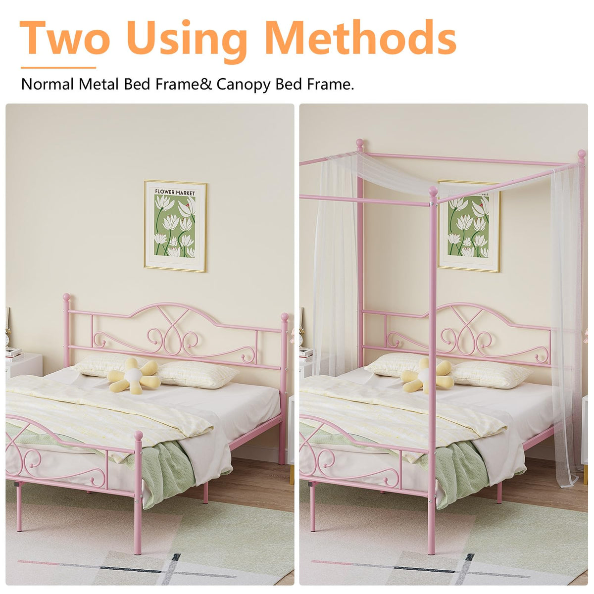Full Size Canopy Bed Frame with 4 Posters R81851