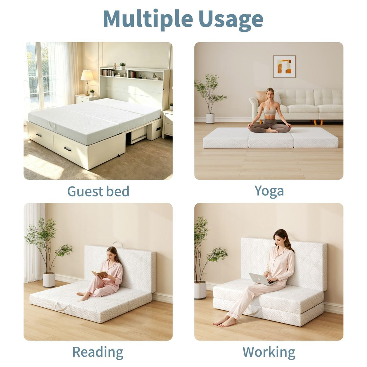 Queen Size Folding Memory Foam Tri-fold Mattress O963192