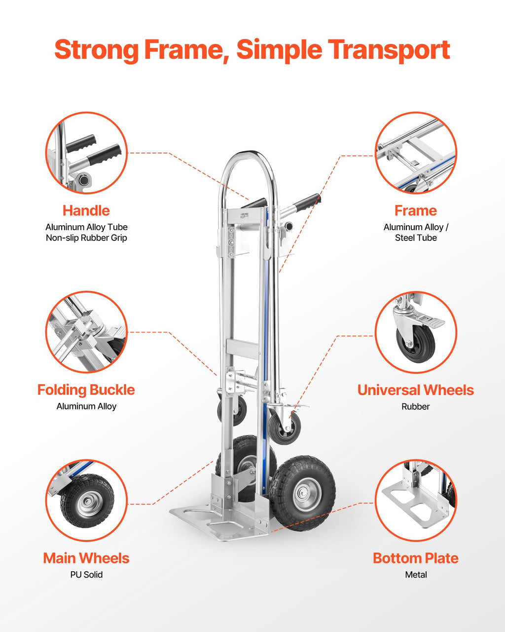 2 in 1 Convertible Hand Truck Dolly 1000 lbs W264467