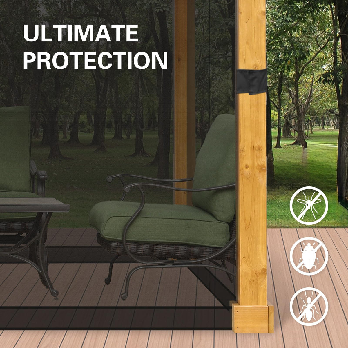 10' x 10' Black Gazebo Netting Screen Replacement Y14273