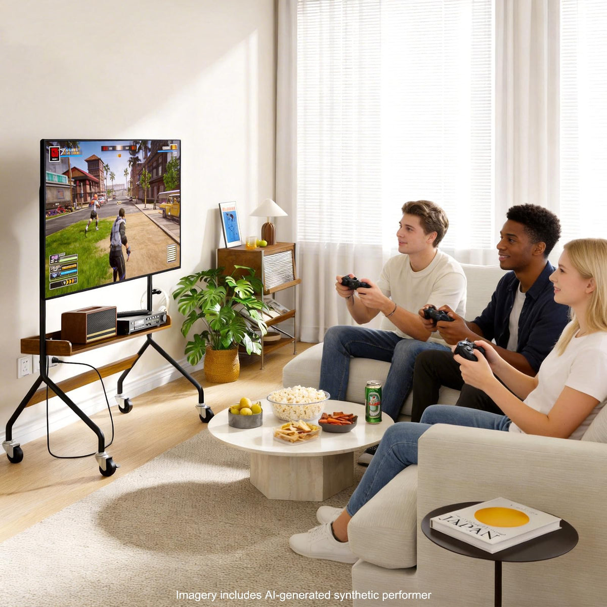Rolling TV Stand with Power Outlet for 32-75 Inch TV A345950