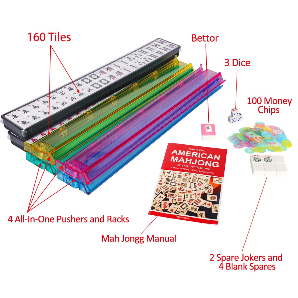 166 White Tiles Mahjong Set with Blue Carrying Bag C60256