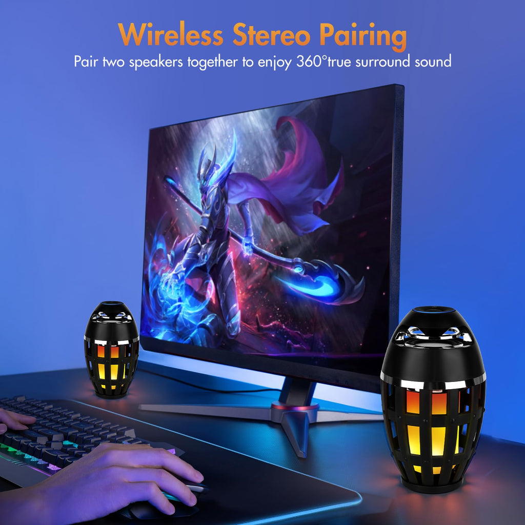 2 Pack Outdoor Bluetooth Flame Speakers with Stakes D966216