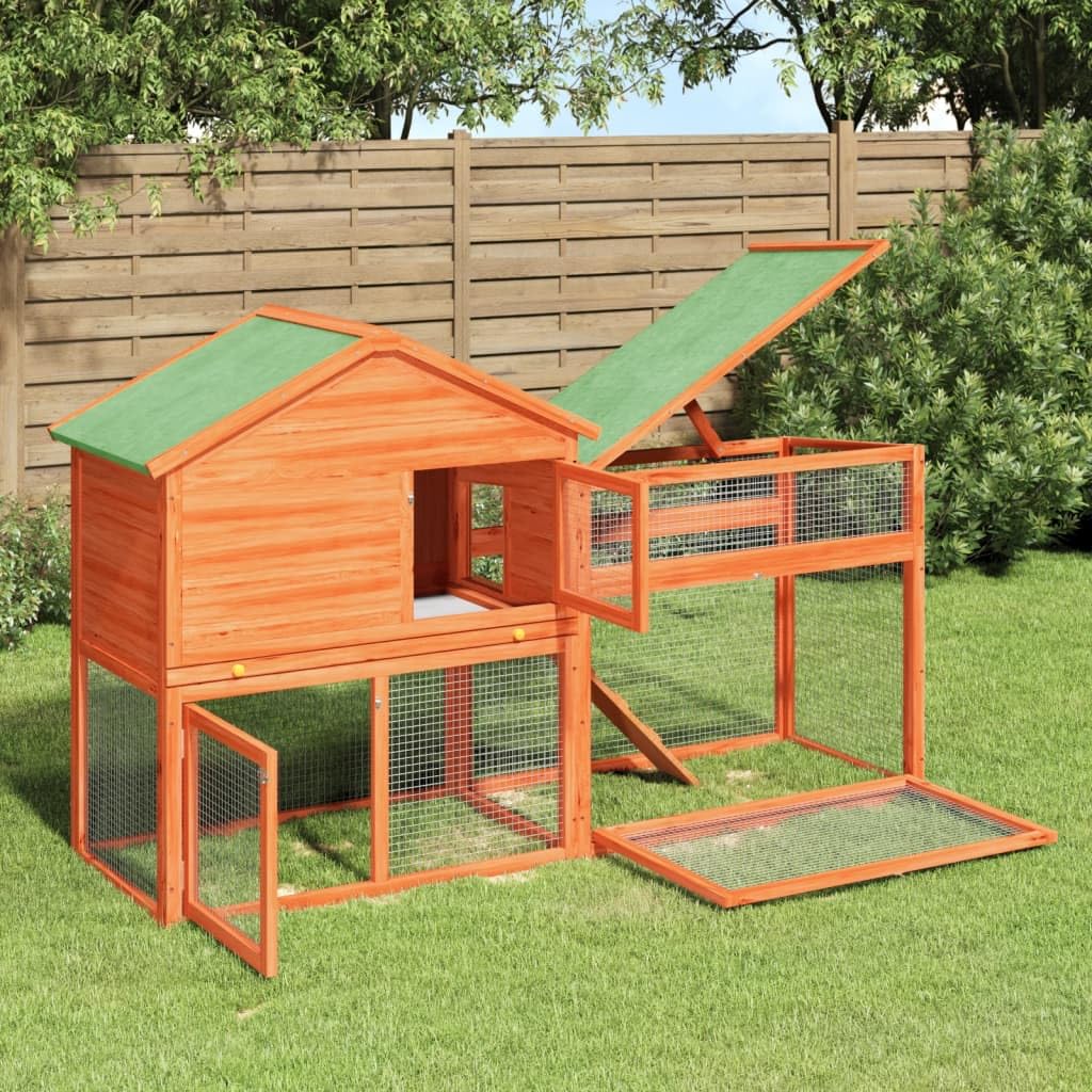 73 Inch 2 Tier Wooden Small Animal Cage O491