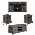 4 Piece Farmhouse Living Room Table Set with TV Stand Coffee Table and End Tables P748