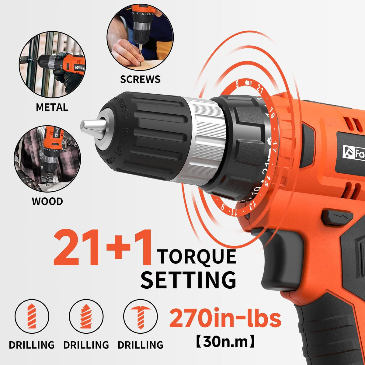 Cordless Drill Set 20V with Battery And Charger G976725