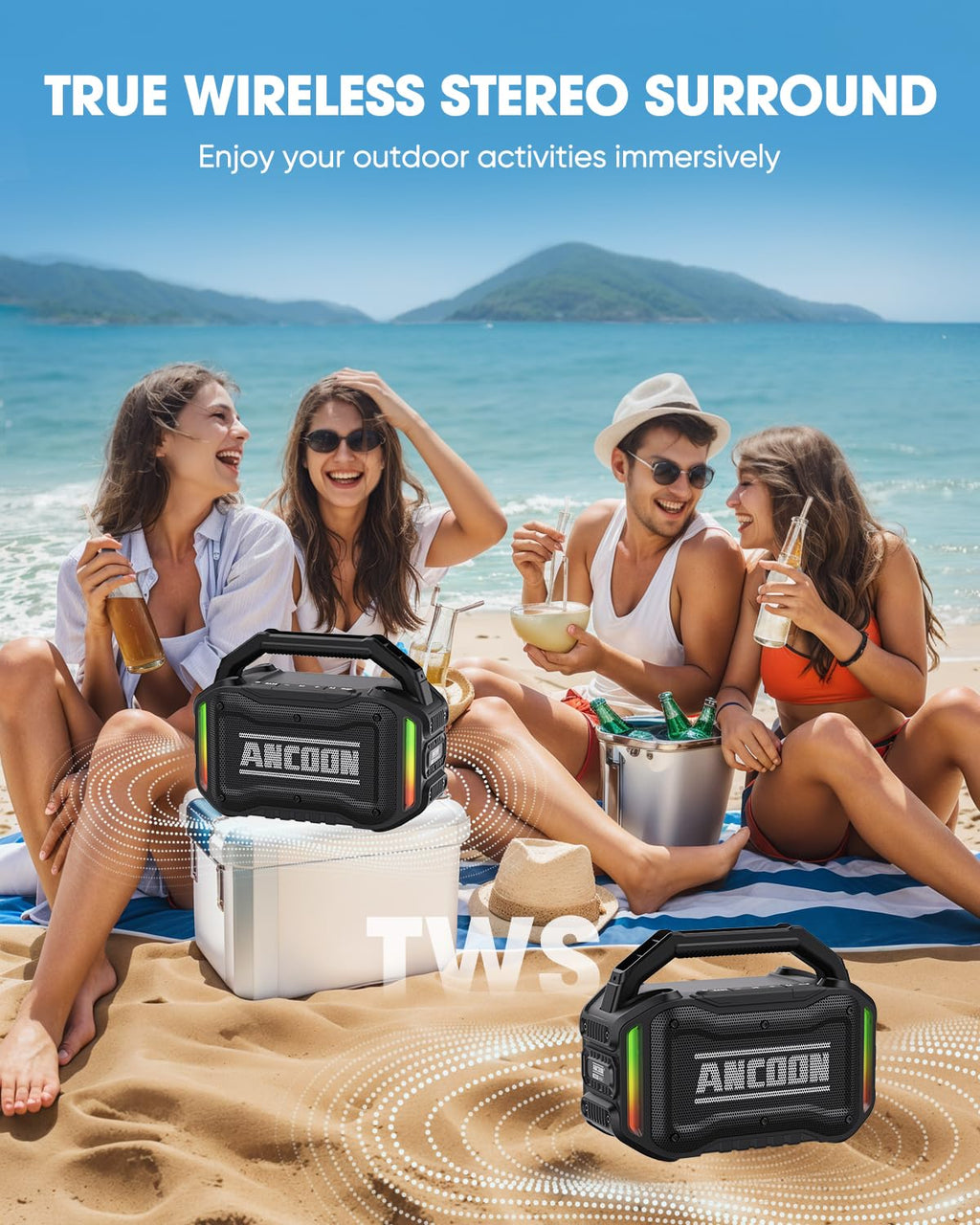 80W Bluetooth Wireless Speaker with Bass Y93962
