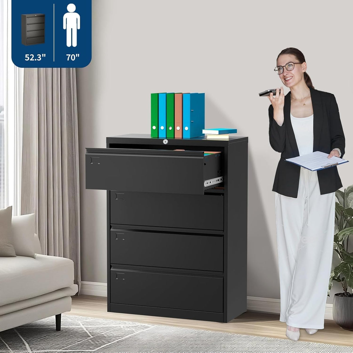 4 Drawer Metal File Cabinet with Lock L55410