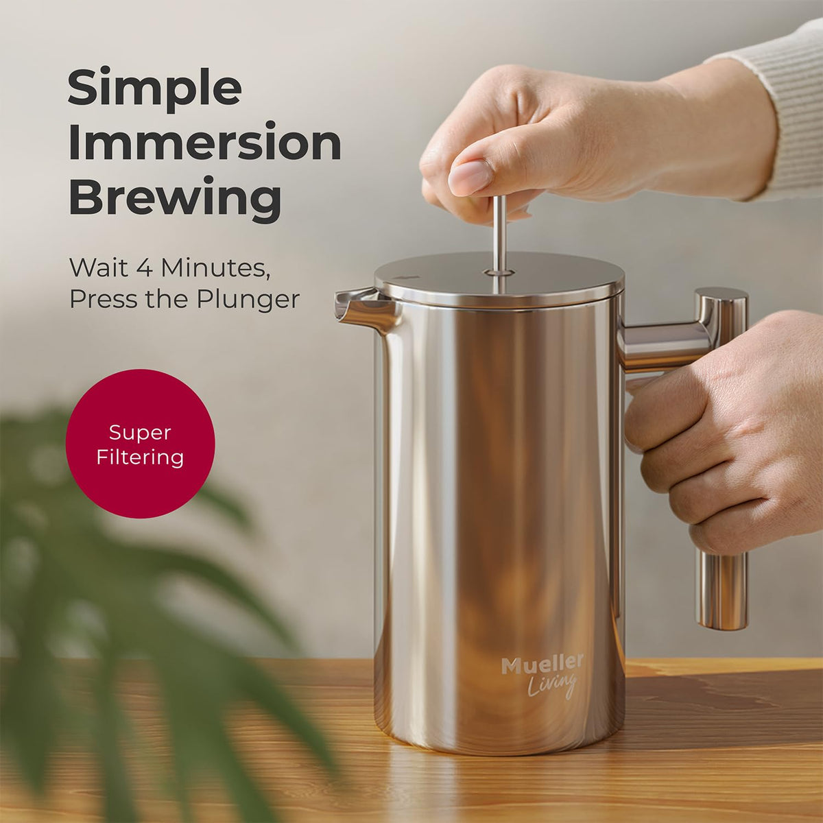 20oz Stainless Steel French Press Coffee Maker H3880