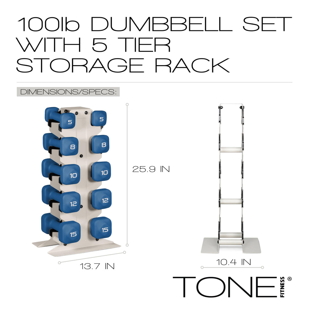 Neoprene Dumbbell Set with Storage Rack T83395