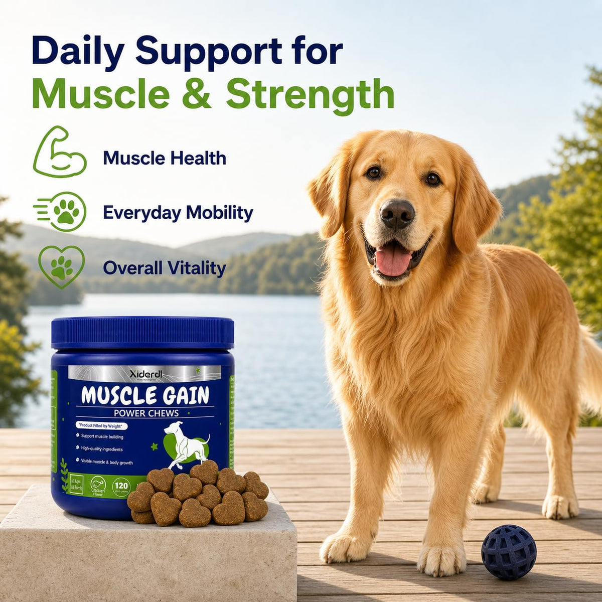 High Protein Muscle Support Soft Chews for Dogs, 120 Count A425853