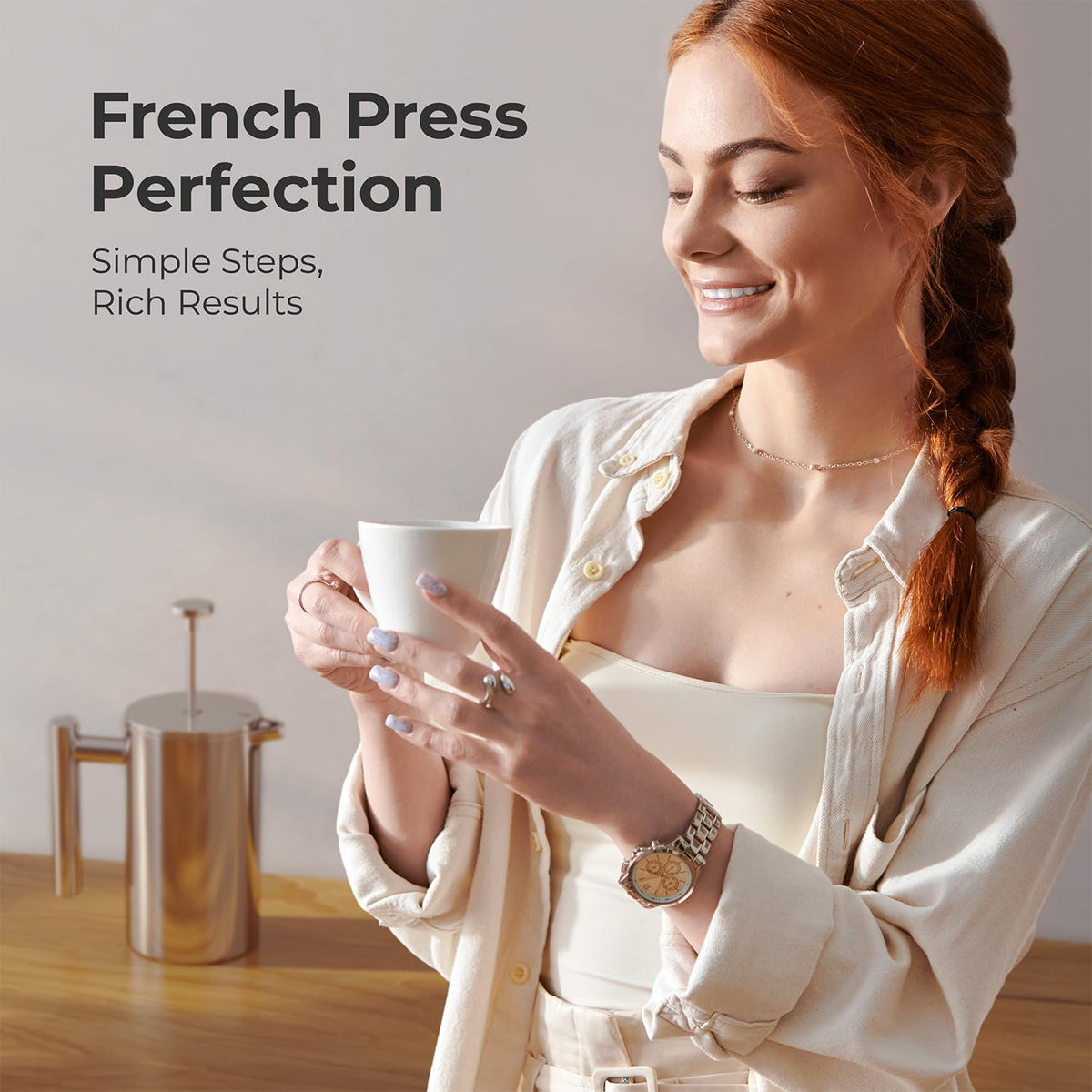 20oz Stainless Steel French Press Coffee Maker H3880