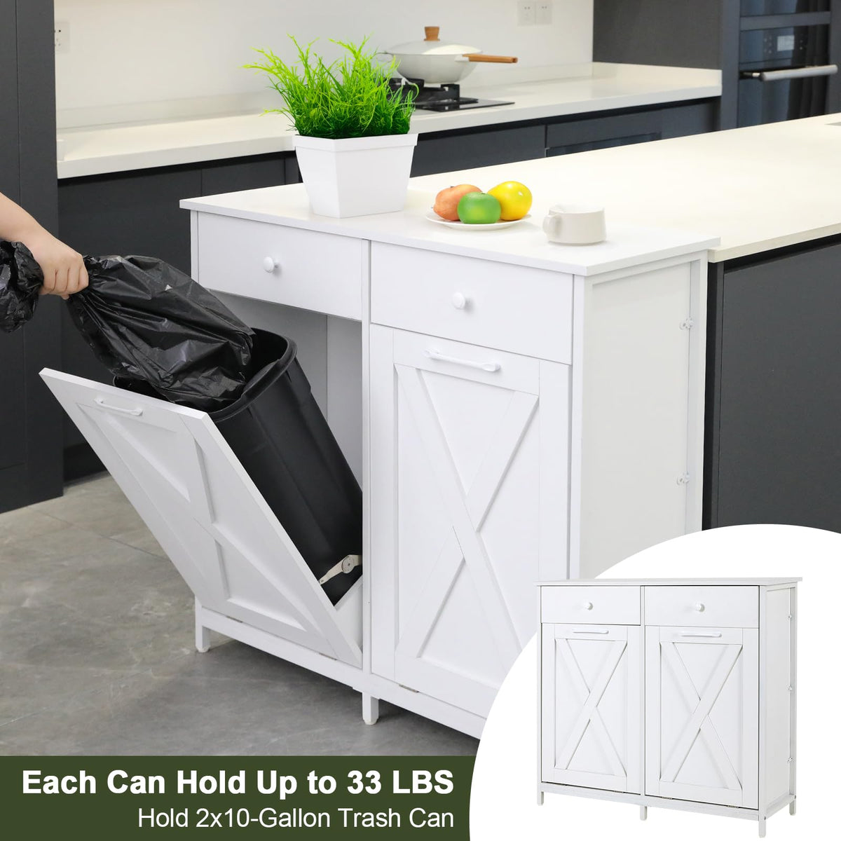 Double Tilt Out Trash Cabinet 20 Gal with Drawers G4782