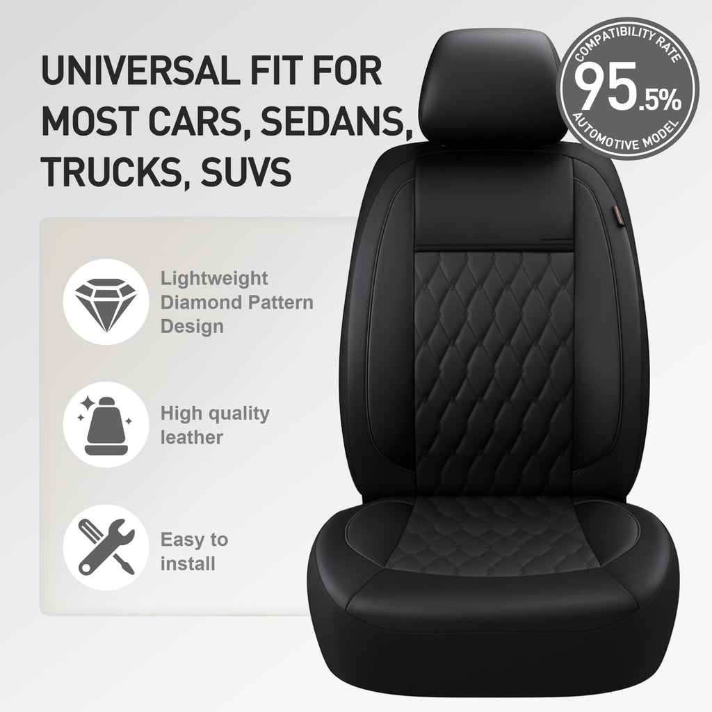 Faux Leather Car Seat Covers Full Set 5-Seat Black Z8732