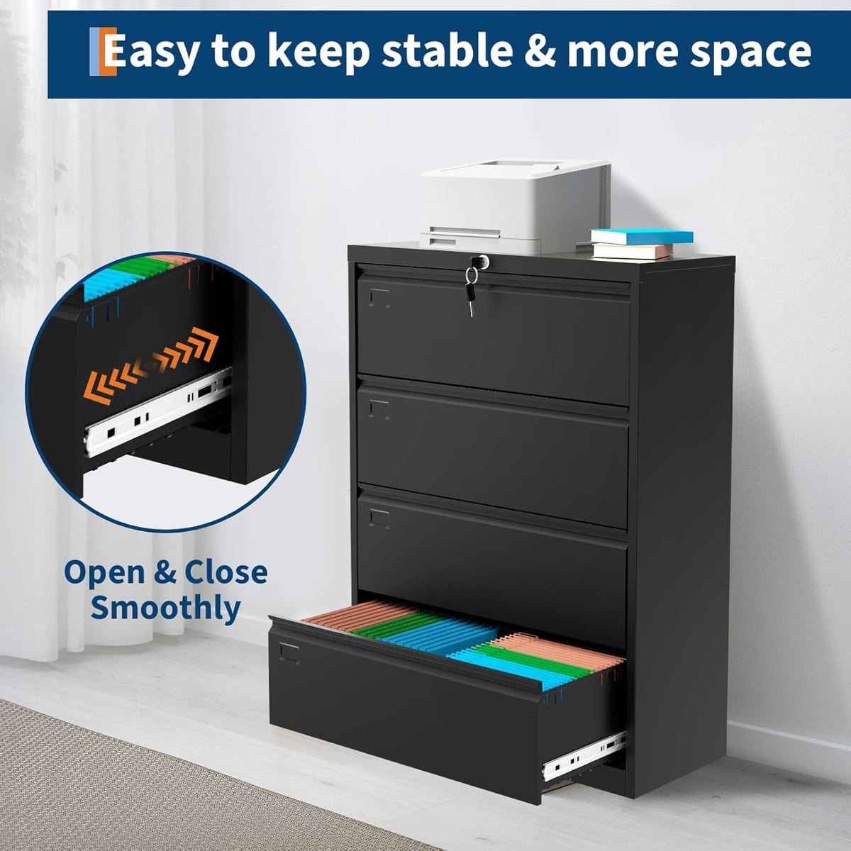 4 Drawer Metal File Cabinet with Lock L55410