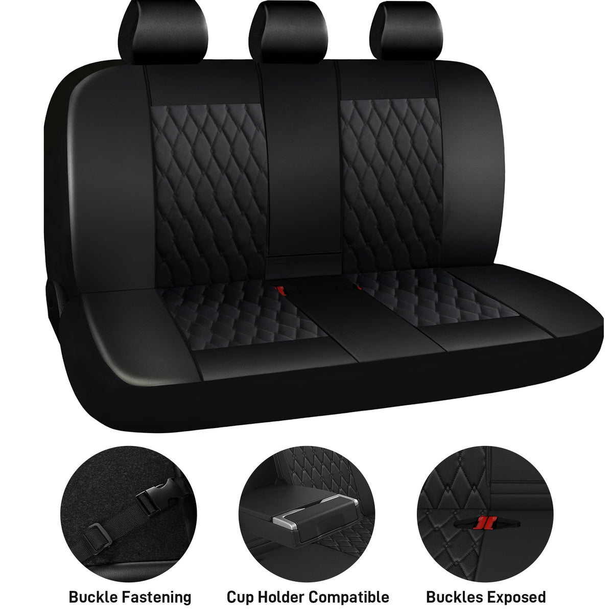 Faux Leather Car Seat Covers Full Set 5-Seat Black Z8732