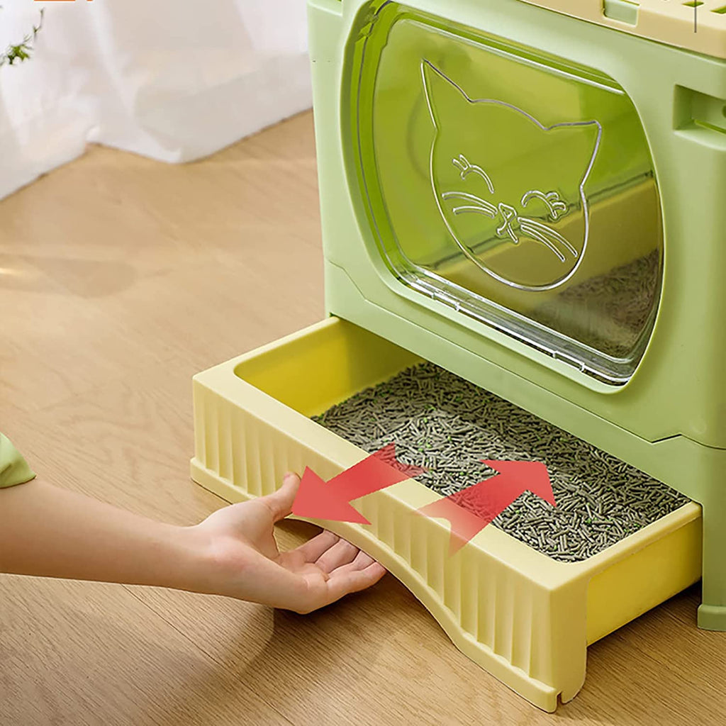 Foldable Top Entry Cat Litter Box with Lid and Scoop A83490